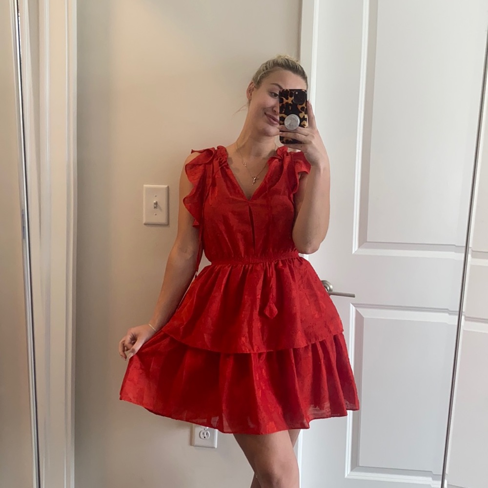 NWOT Chelsea & Violet Red Ruffle Dress